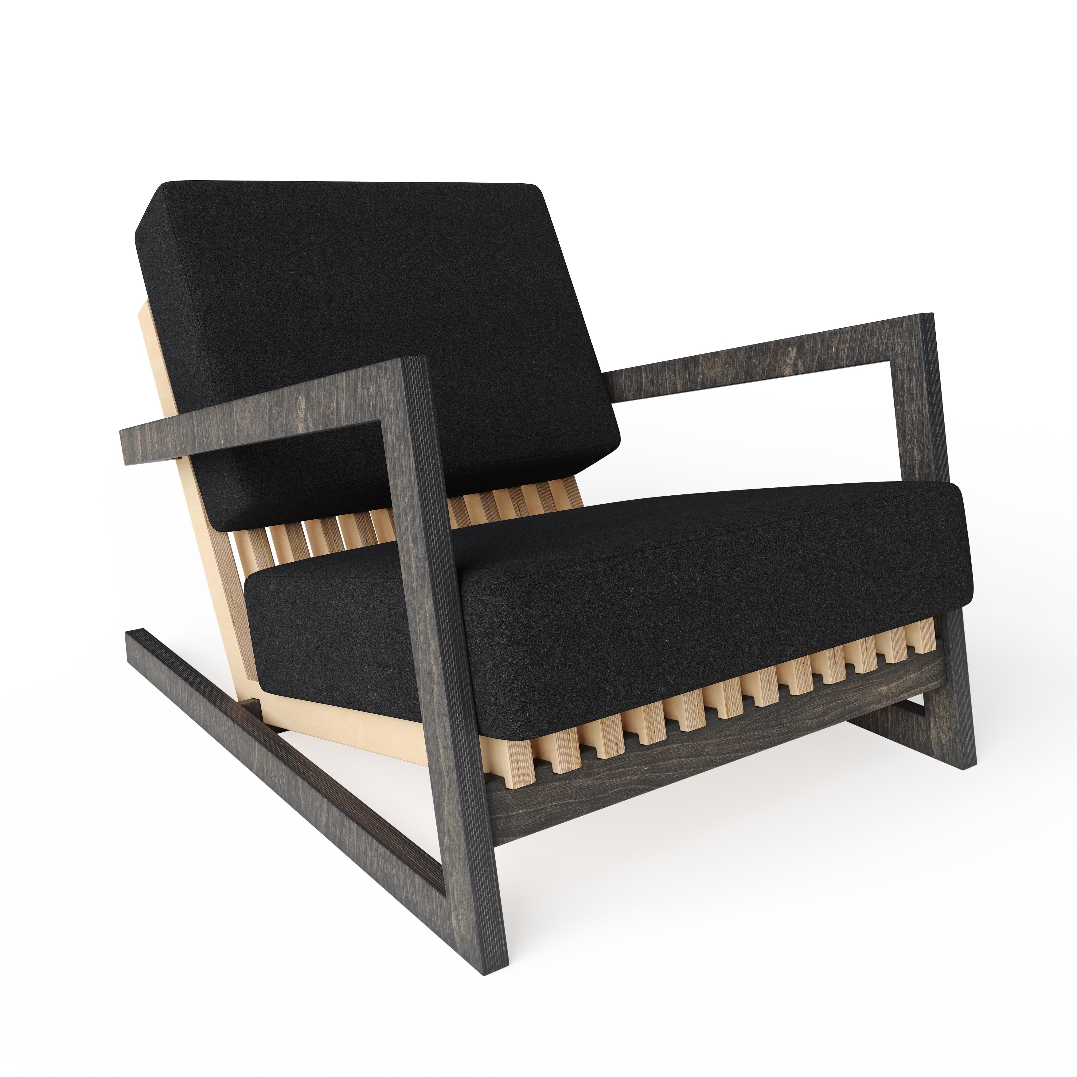 Scandinavian Designer Black Yellow Lounge Chair For Sale 5