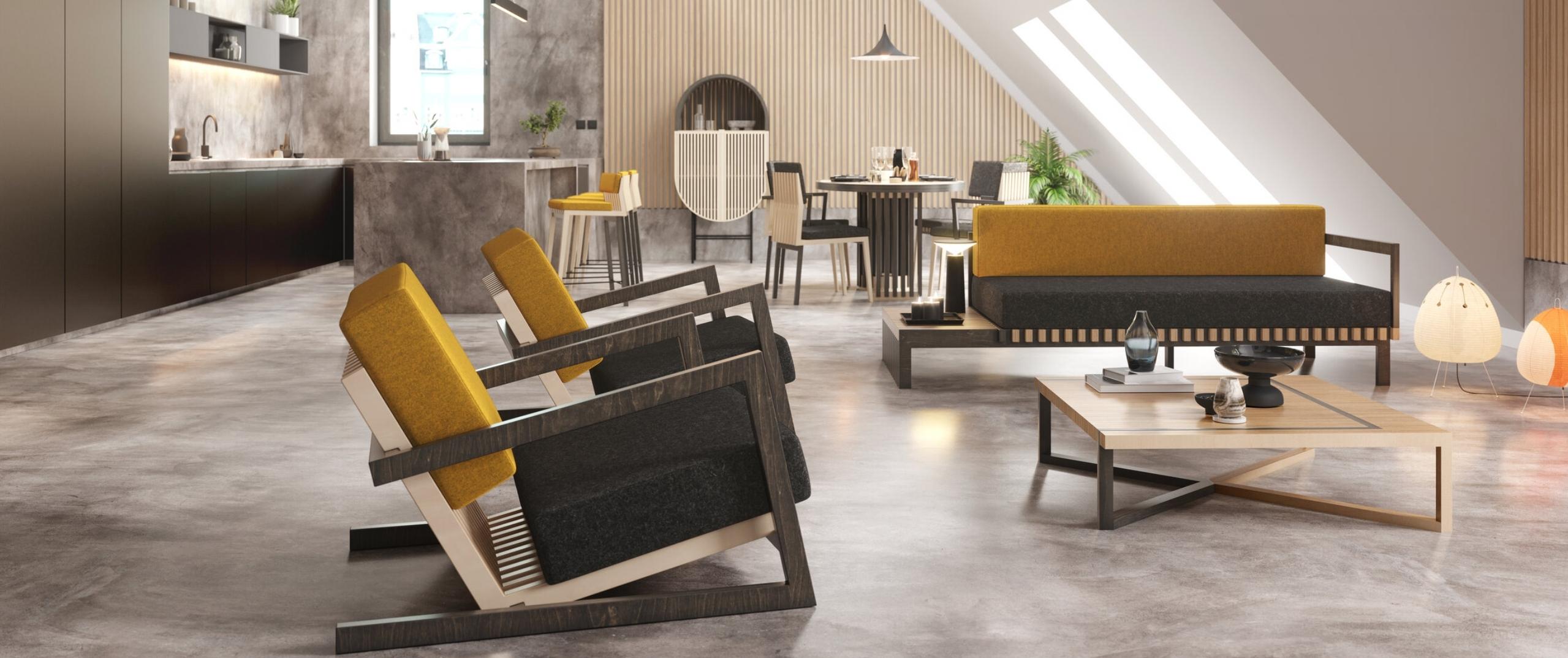 Scandinavian Designer Black Yellow Lounge Chair For Sale 9