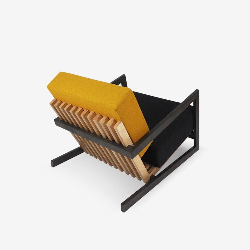 Danish Scandinavian Designer Black Yellow Lounge Chair For Sale