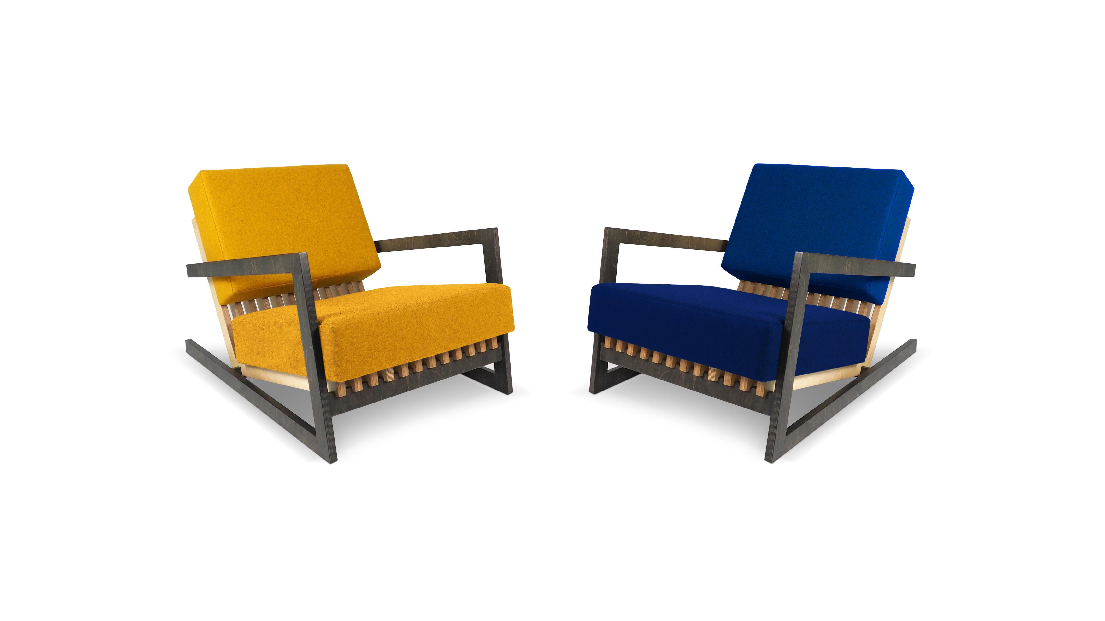Scandinavian Designer Black Yellow Lounge Chair For Sale 1