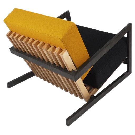 Scandinavian Designer Black Yellow Lounge Chair For Sale