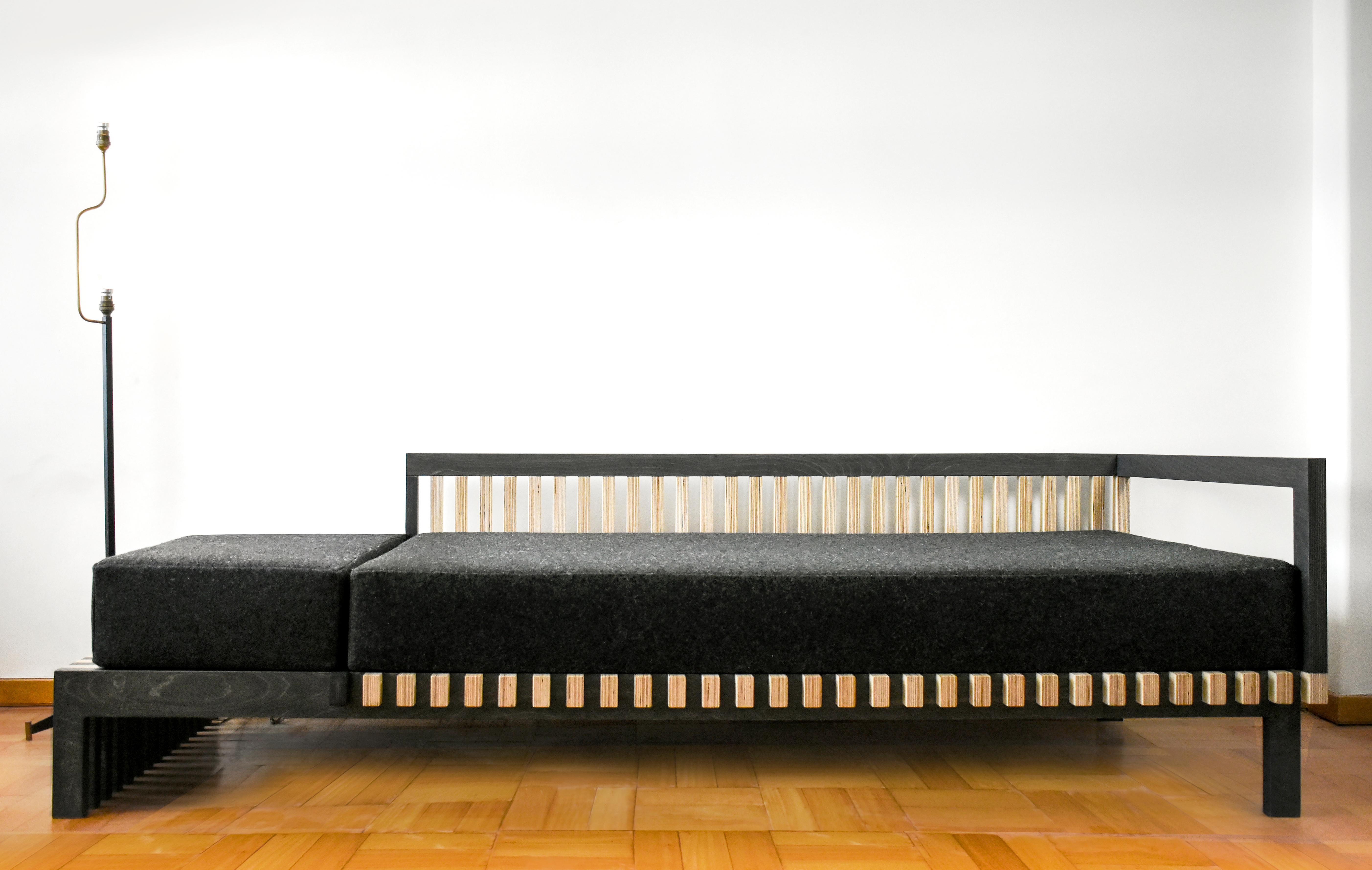 Scandinavian Designer Black Yellow Sofa For Sale 2