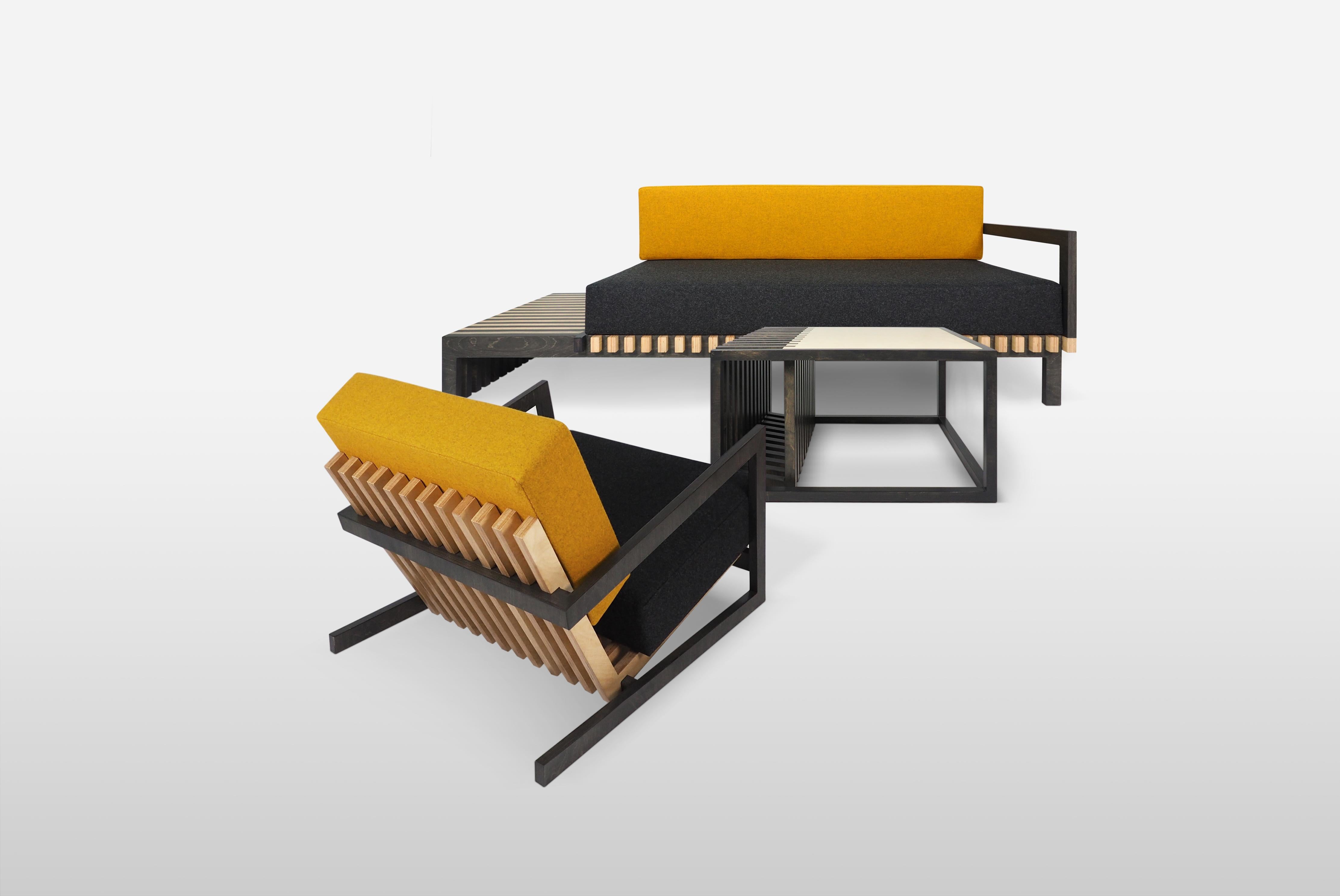 Scandinavian Designer Black Yellow Sofa For Sale 7