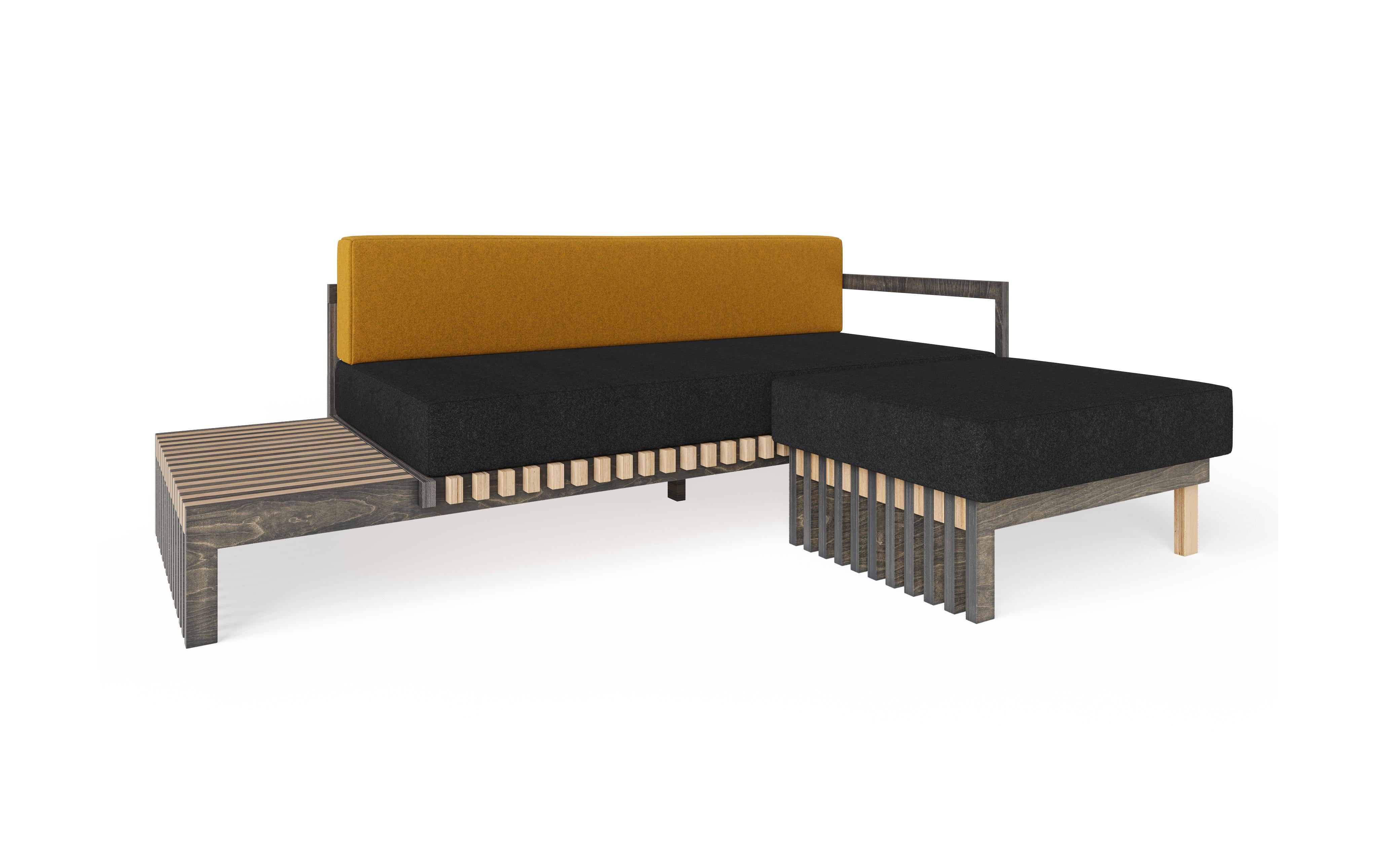 Canapé de designer scandinave noir et jaune en vente 11