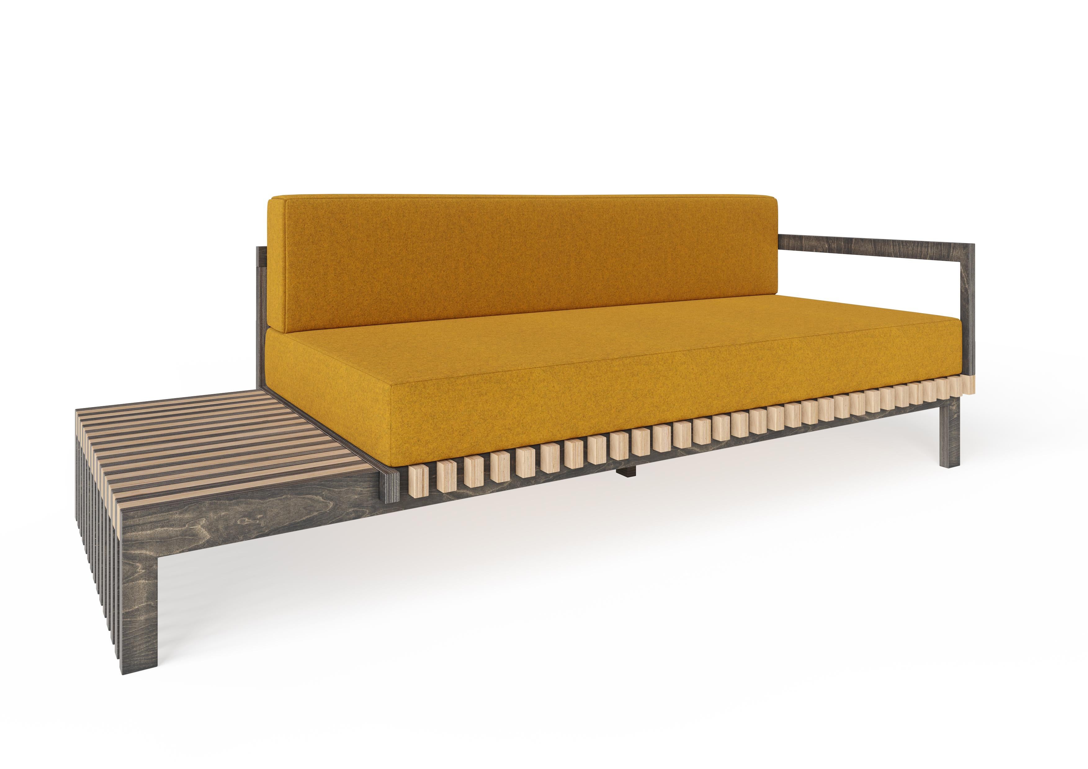 Laine Canapé de designer scandinave noir et jaune en vente
