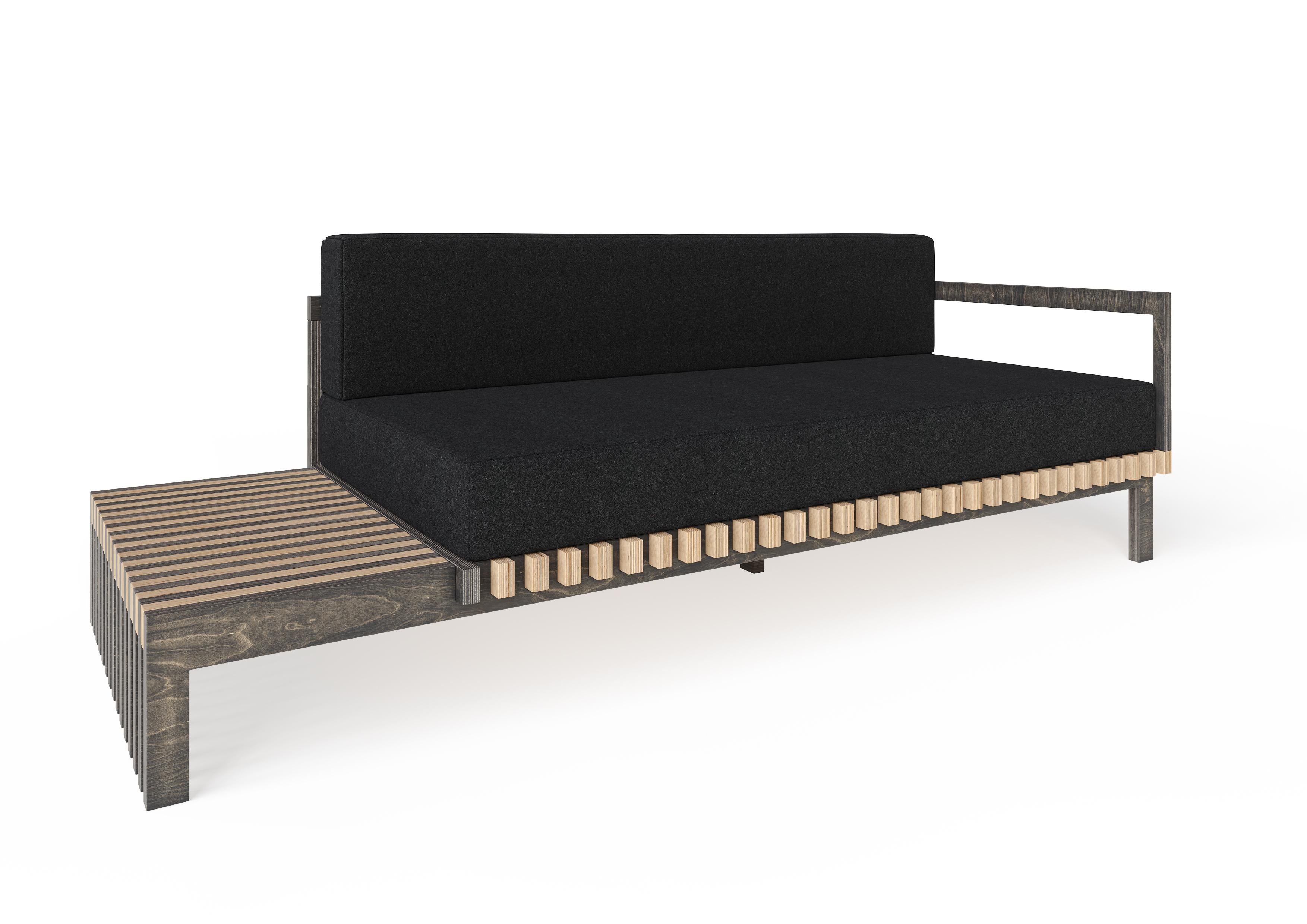 Canapé de designer scandinave noir et jaune en vente 1