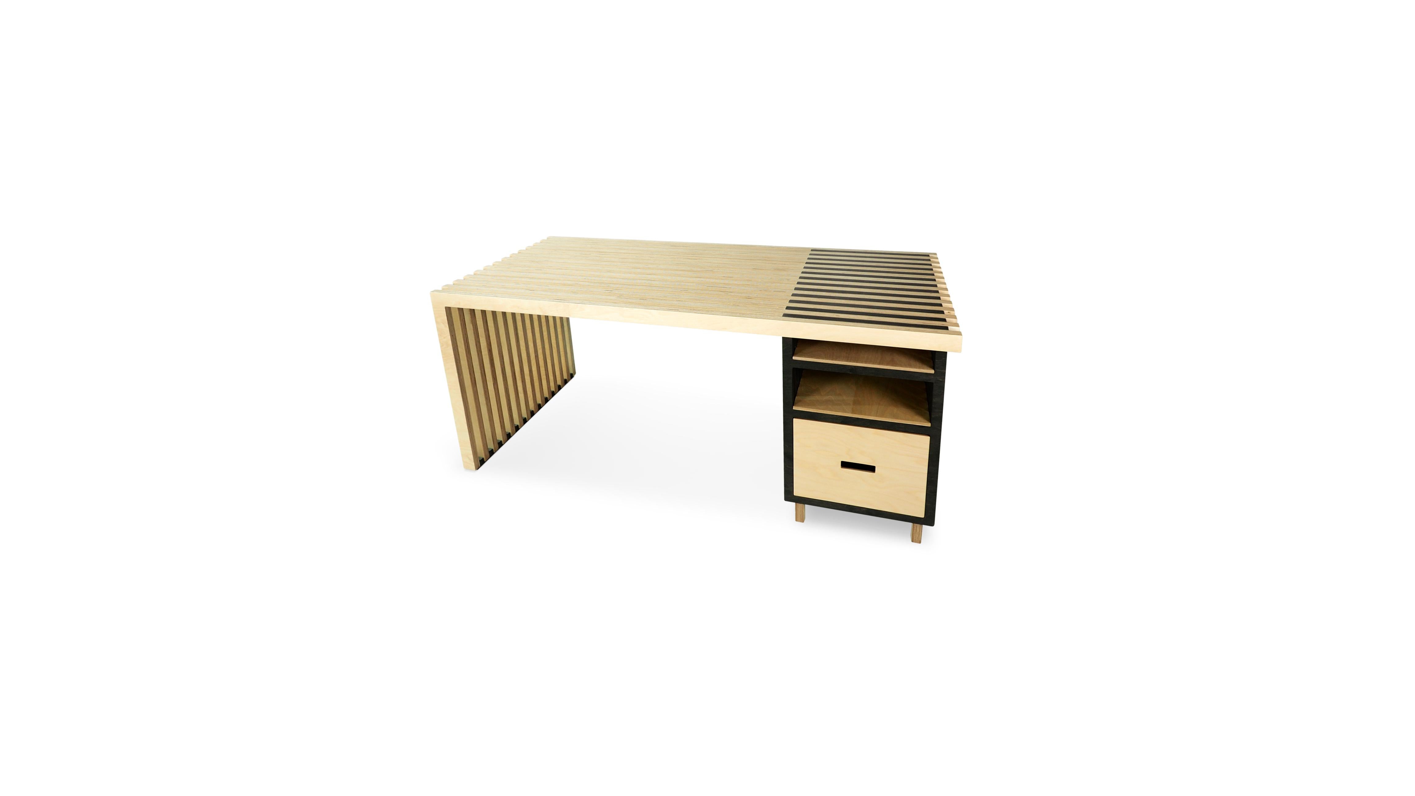 Birch Scandinavian Designer Desk Table For Sale