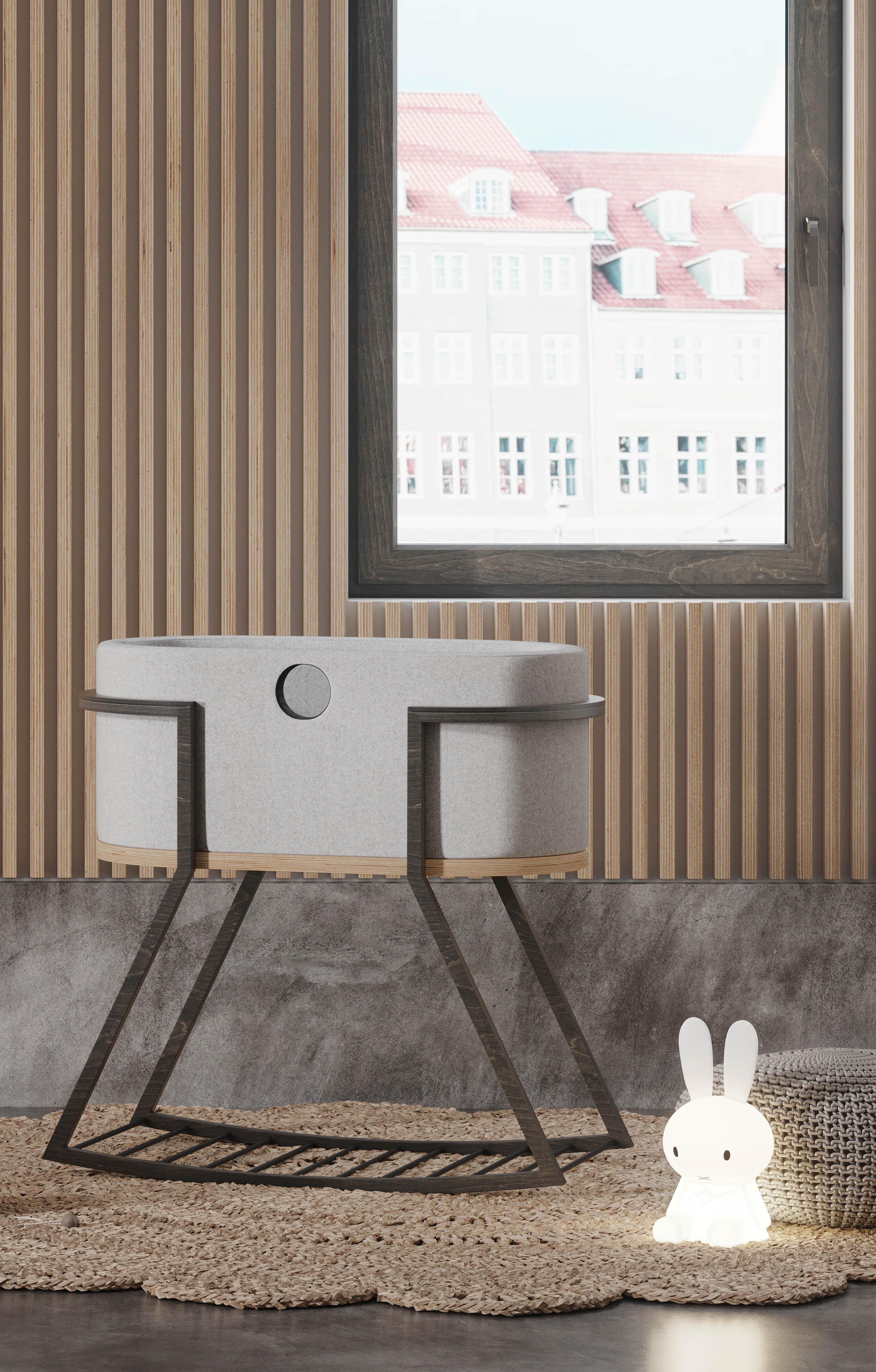 Skandinavische Designerin Ecological Baby Crib Cradle Bassinet (Skandinavische Moderne) im Angebot