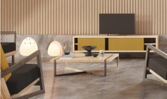 Table Basse en Bois Naturel et Noir de Designer Scandinave