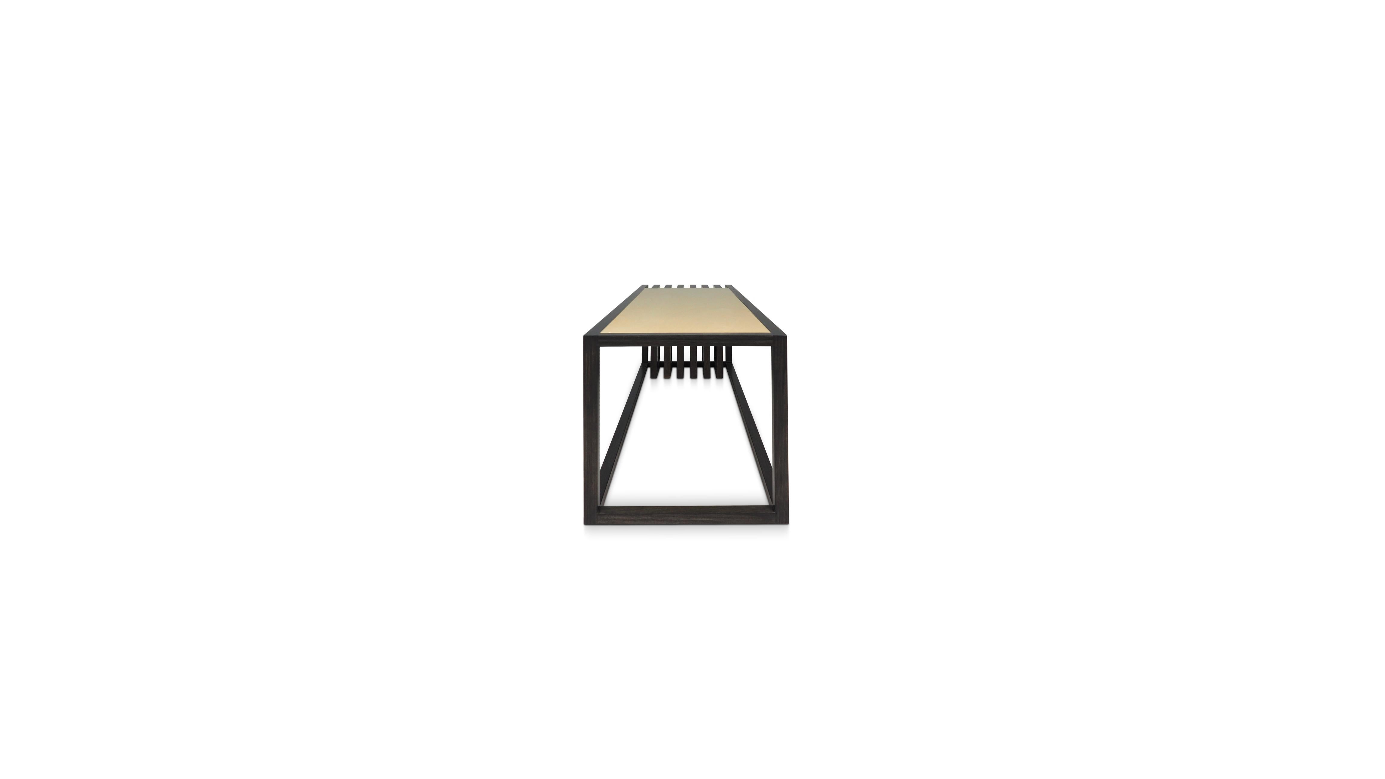 Panca da pranzo nera in legno naturale di design scandinavo in vendita 1