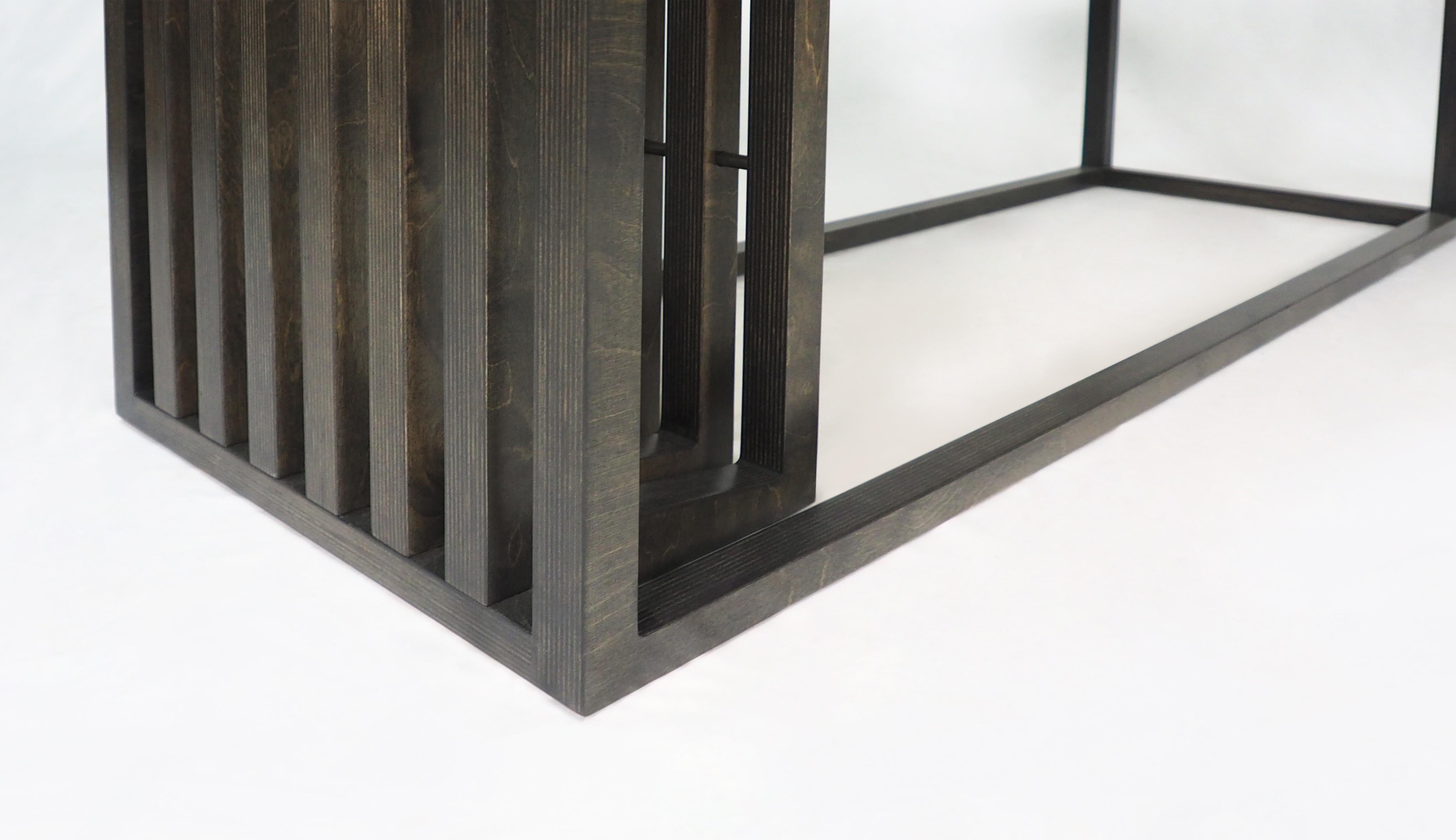 Scandinavian Designer Natural Wood Black Dining Bench For Sale 1