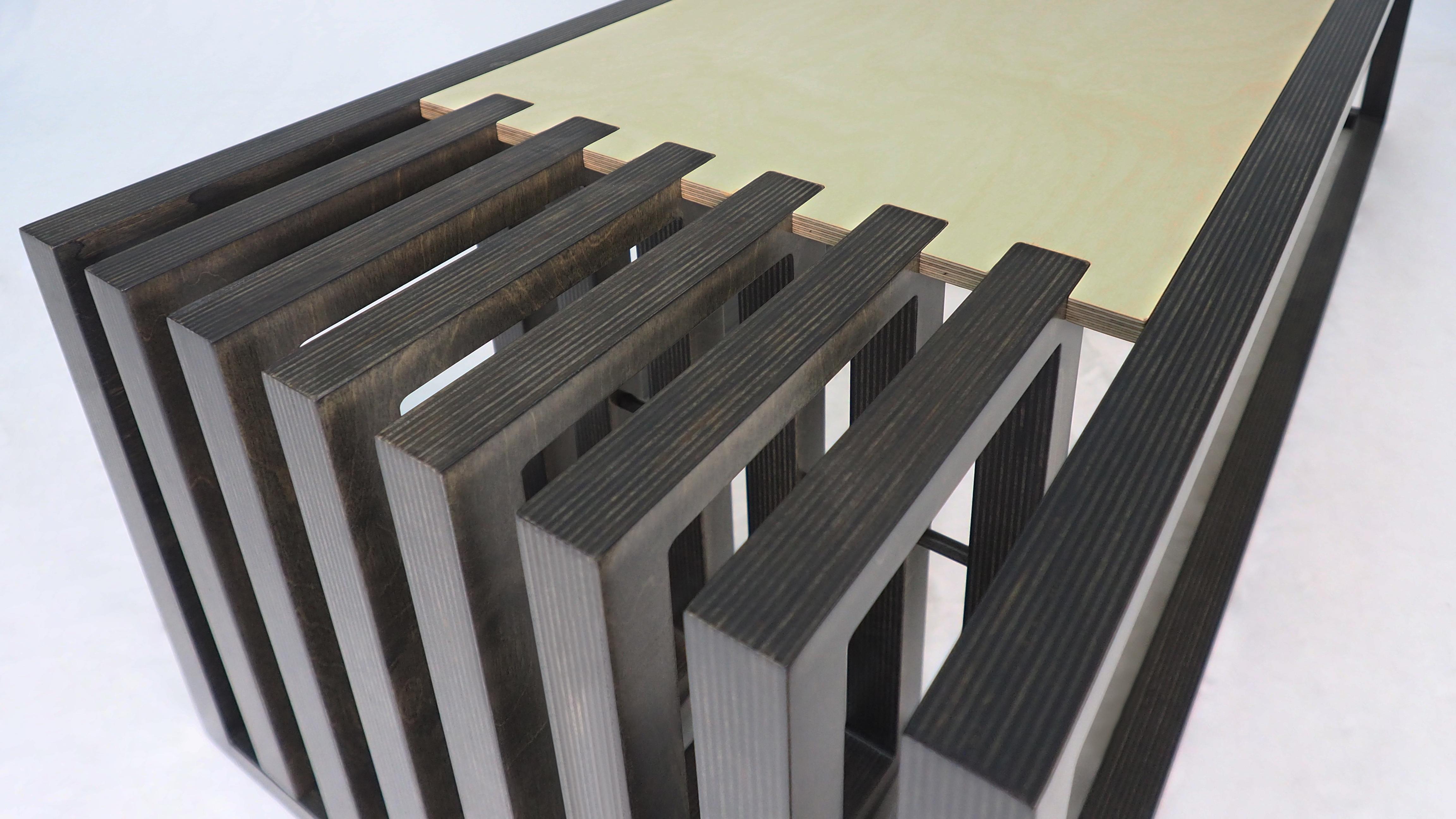 Panca da pranzo nera in legno naturale di design scandinavo in vendita 3