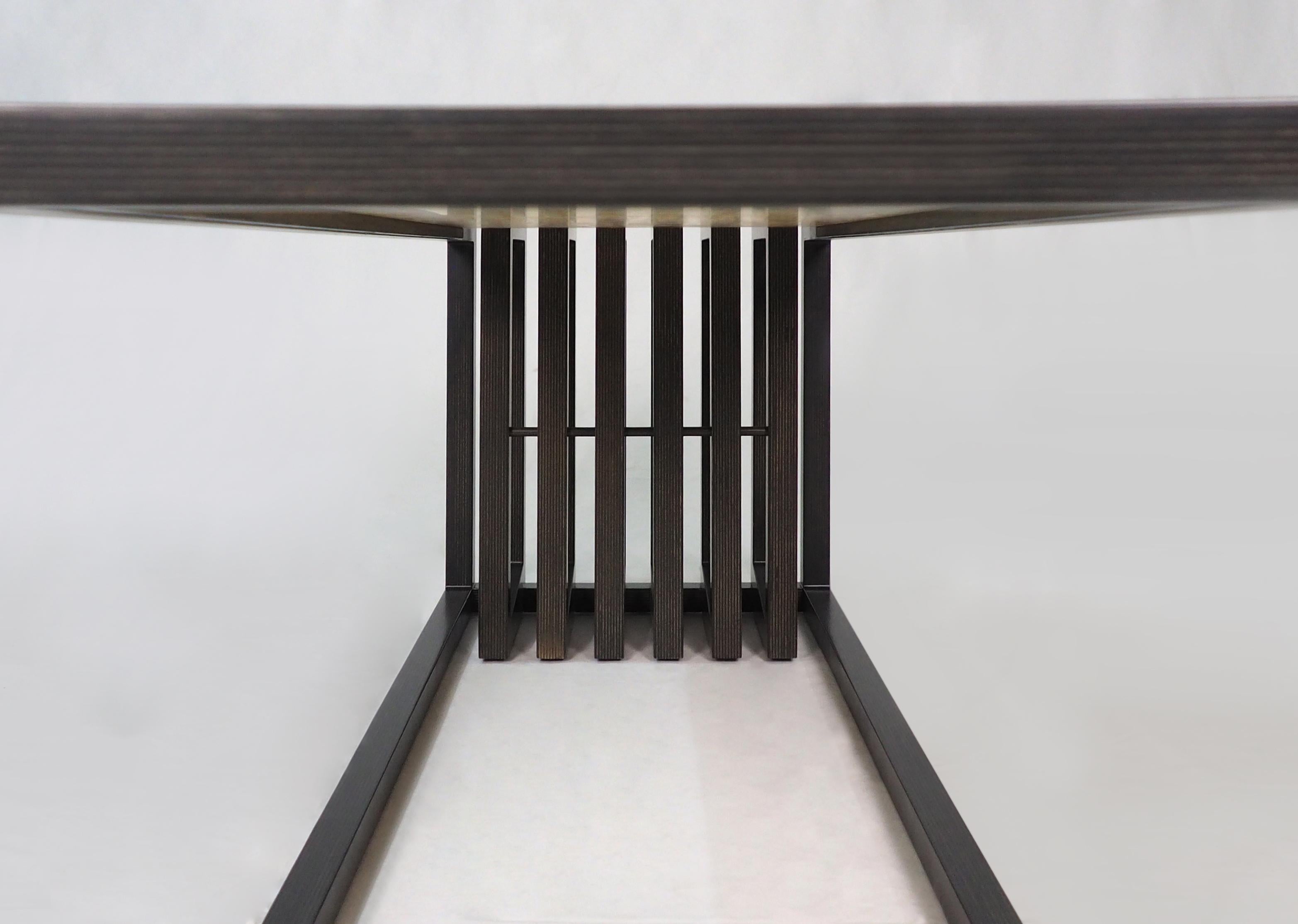 Scandinavian Designer Natural Wood Black Dining Bench For Sale 3