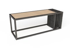 Scandinavian Designer Natural Wood Black Dining Bench