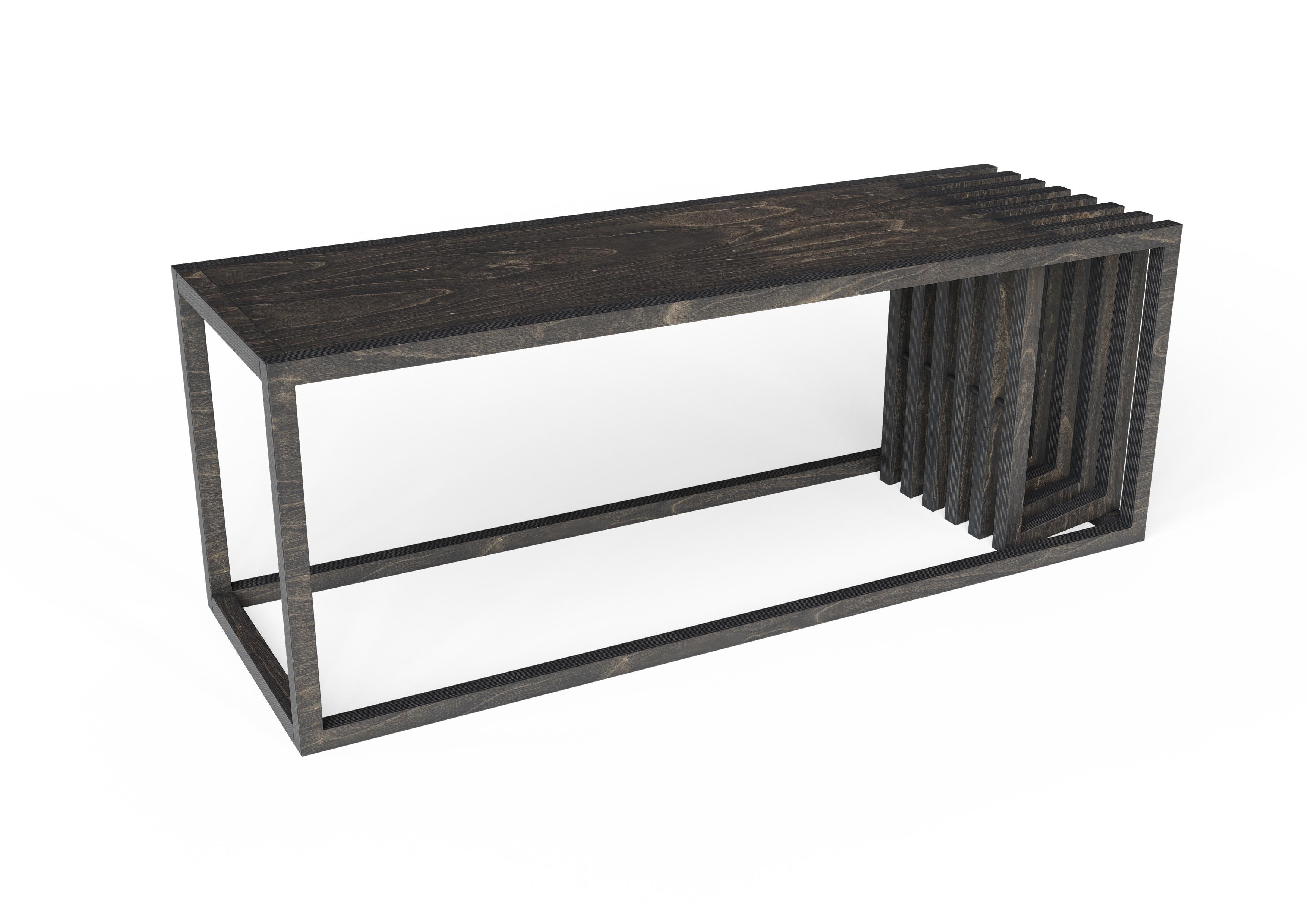 Scandinavian Modern Scandinavian Designer Natural Wood Black Dining Bench For Sale