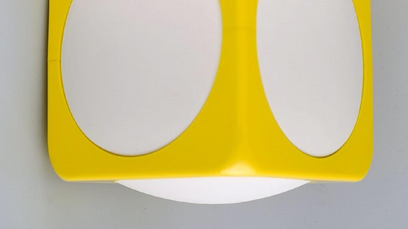 Late 20th Century Scandinavian Designer, Retro Ceiling Pendant in White and Yellow Plastic, 1970's For Sale