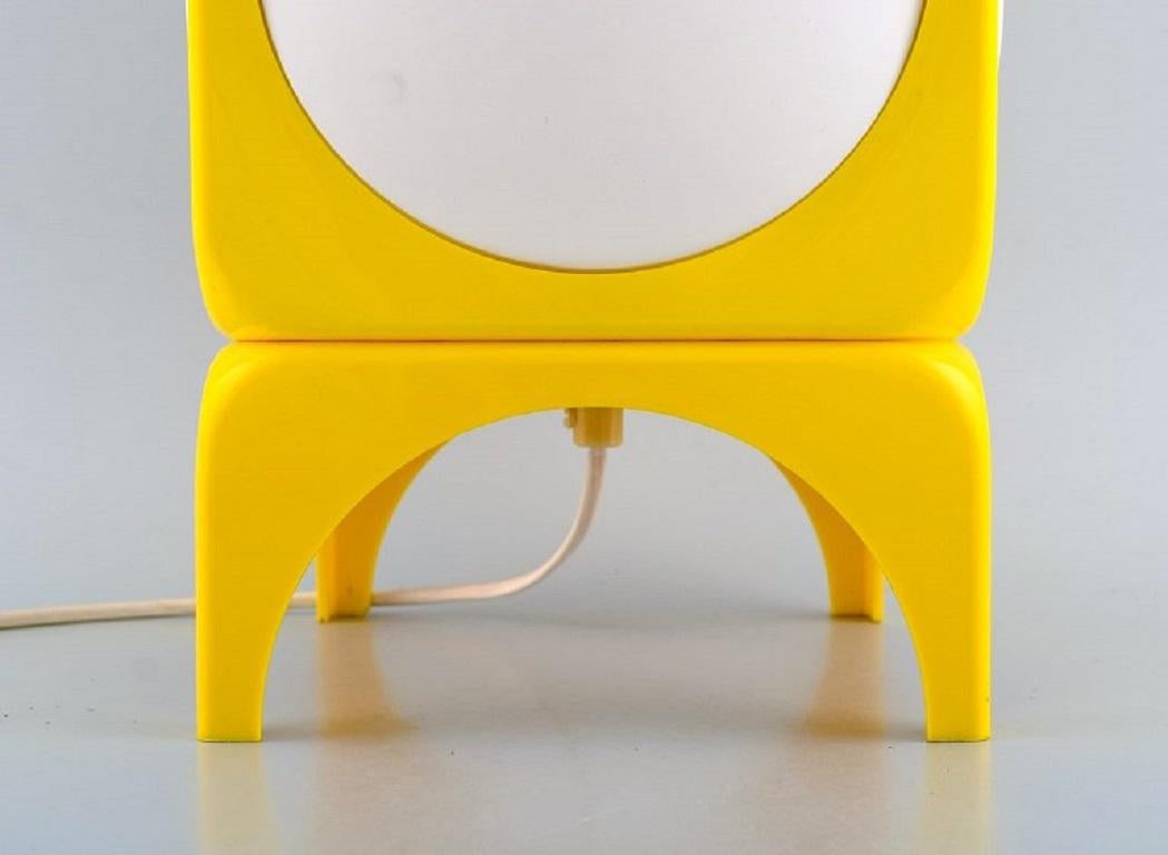 Late 20th Century Scandinavian Designer, Retro Table Lamp in White and Yellow Plastic, 1970's For Sale