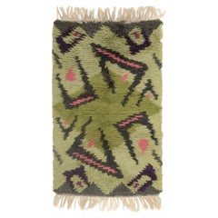 Scandinavian designer. Rya carpet in wool with a graphic pattern. 1960s/70s