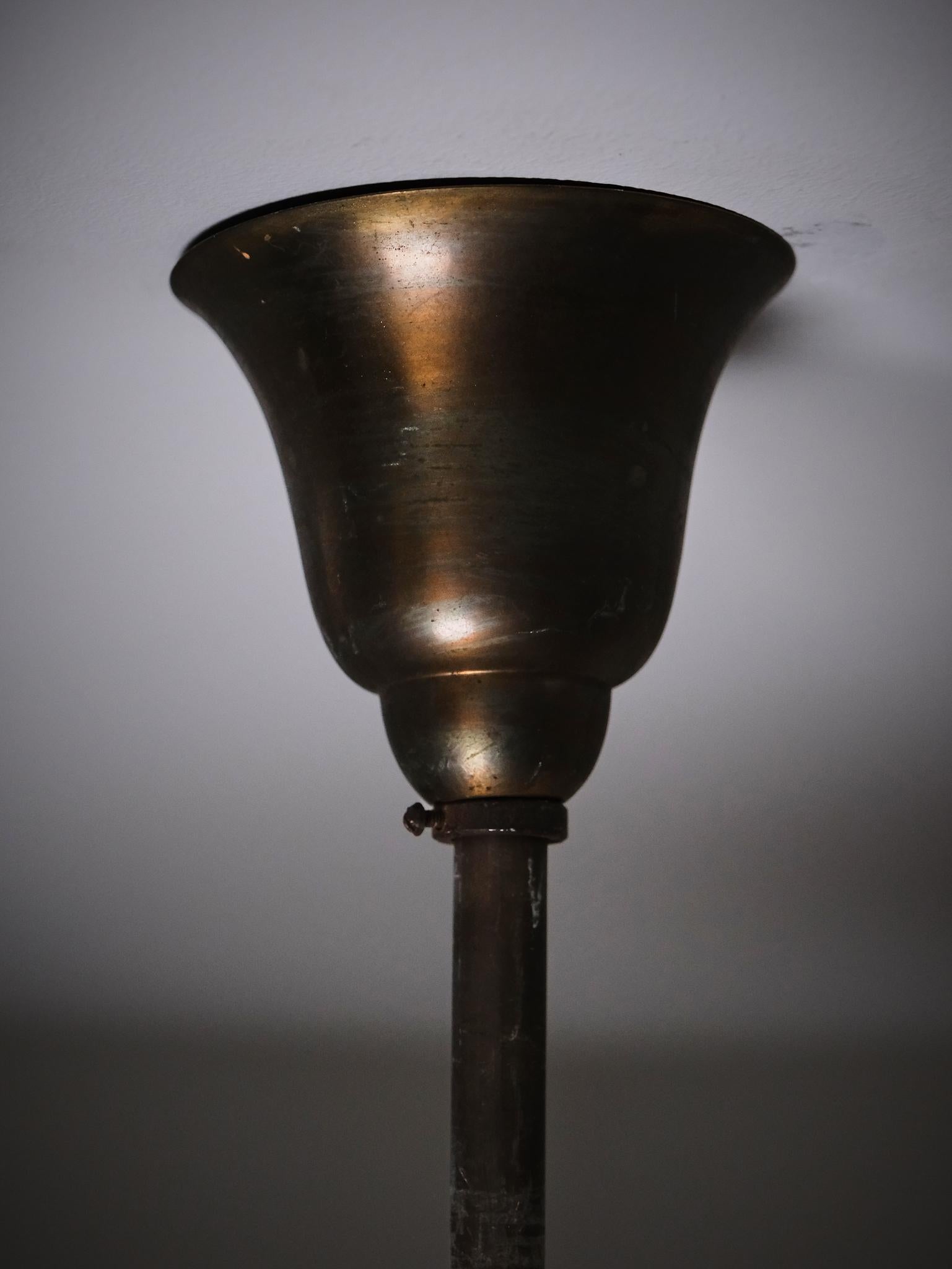 Scandinavian designer sculptural zinc and bronze ceiling light, 1930s For Sale 4