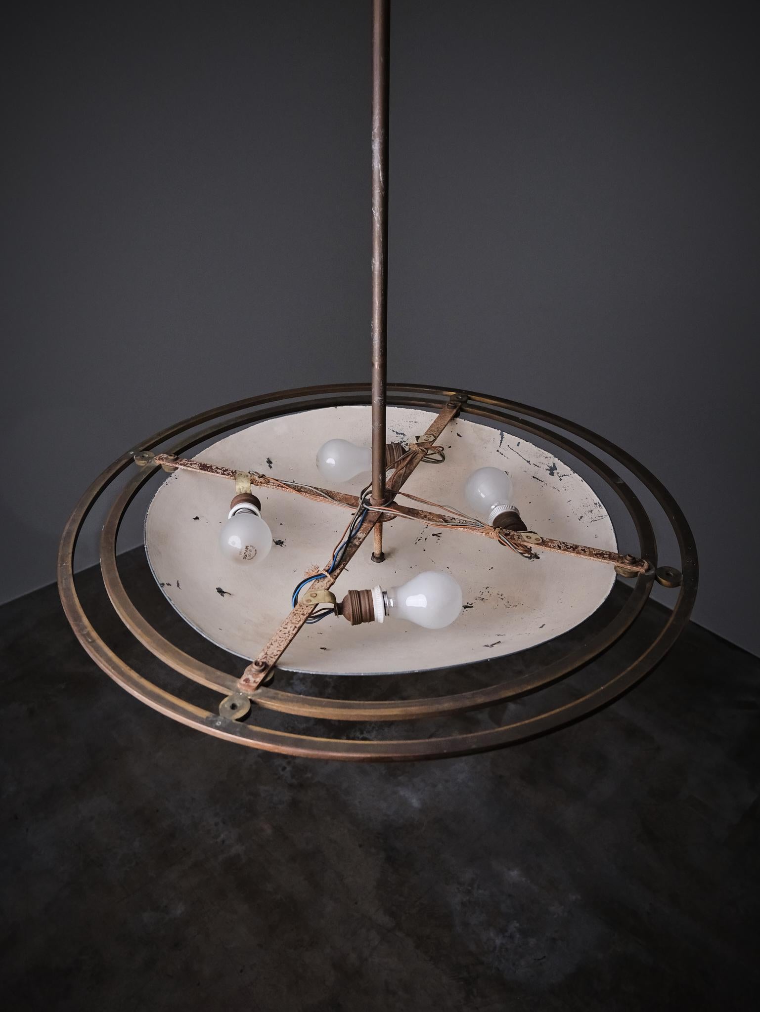 Scandinavian designer sculptural zinc and bronze ceiling light, 1930s For Sale 5
