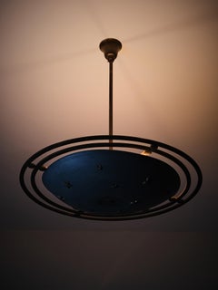 Scandinavian designer sculptural zinc and bronze ceiling light, 1930s