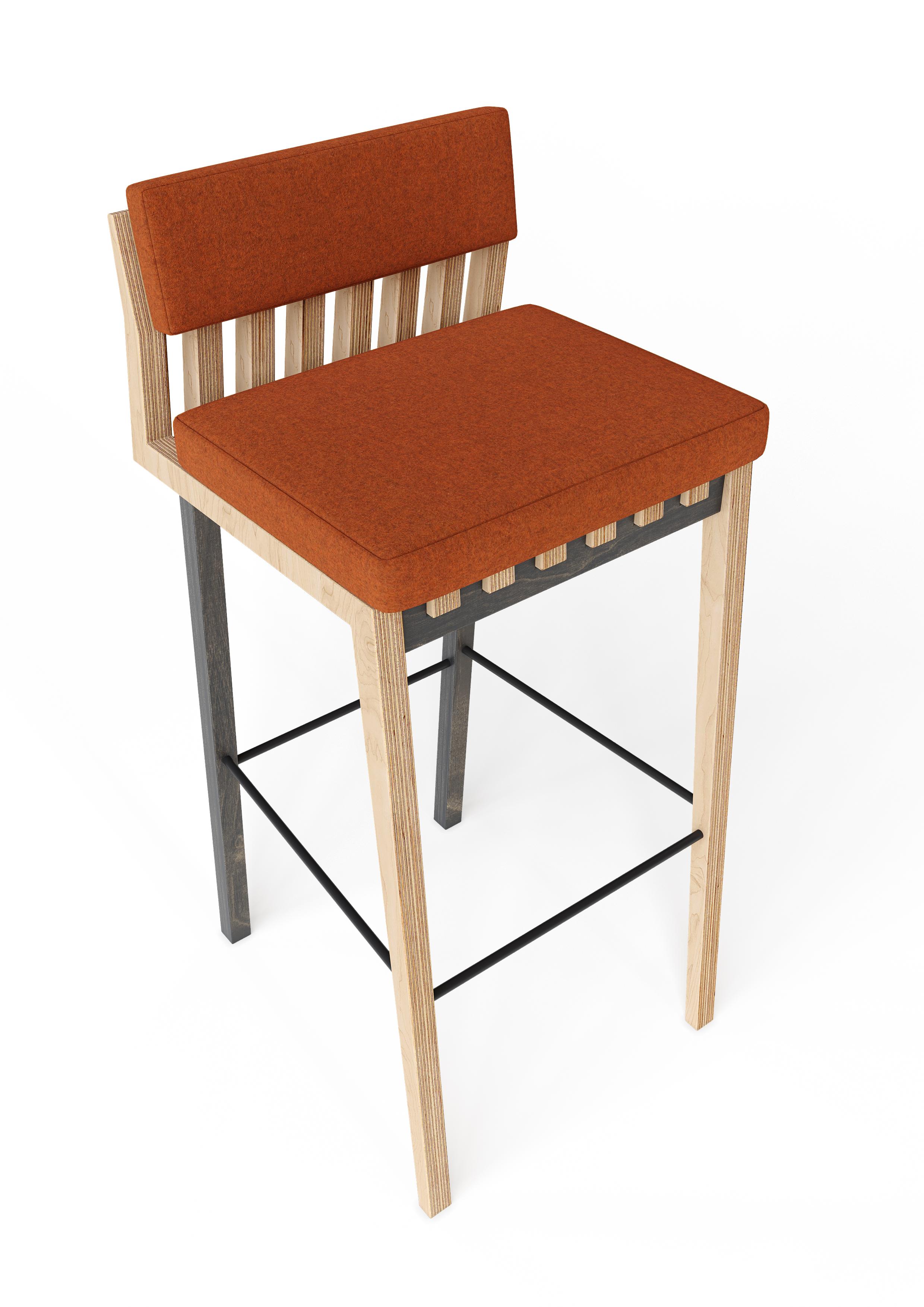Birch Scandinavian Designer Stool Bar Chair For Sale
