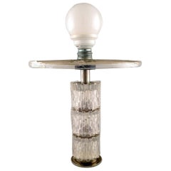 Vintage Scandinavian Designer Table Lamp in Steel and Art Glass, Mid-20th Century