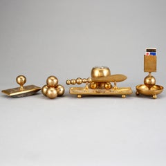 Set da scrivania scandinavo in bronzo di Gusum, un set da 5 pezzi, firmato