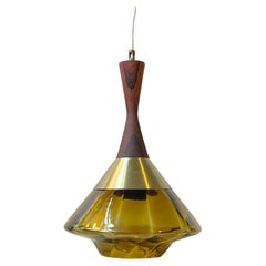 Used Scandinavian Diablo Ceiling Lamp in Green Optical Glass by Orrefors, 1960s
