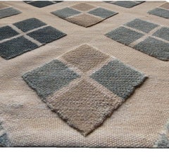 Scandinavian Diamond Rug in Beige, and Tan "Nordic Lattice" by Doris Leslie Blau