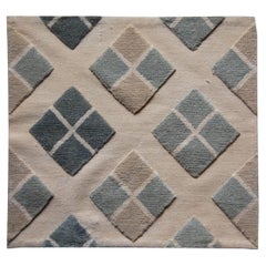 Scandinavian Diamond Rug in Beige, and Tan "Nordic Lattice" by Doris Leslie Blau