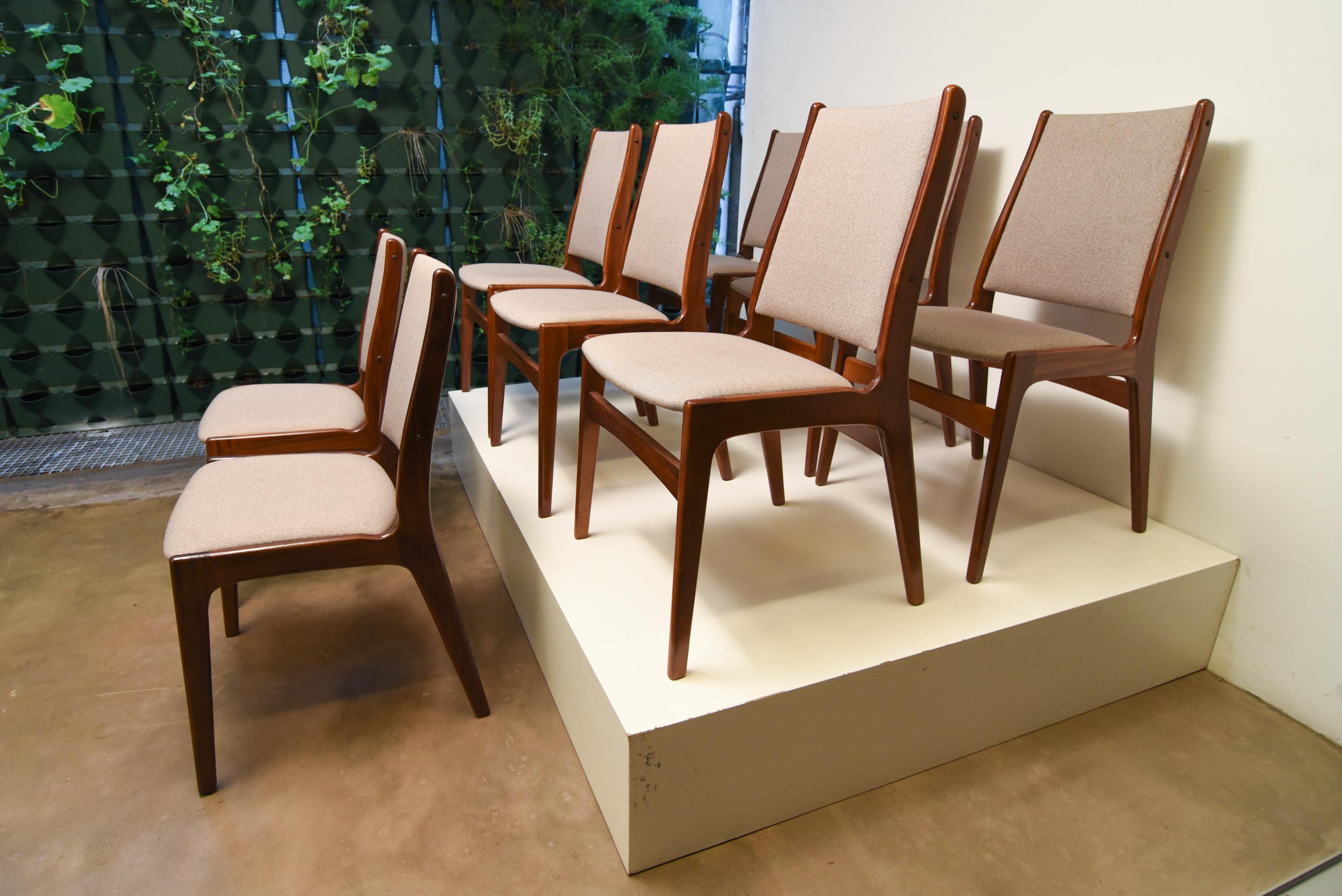 Mid Century Set of eight Scandinavian dining chair, 1965.