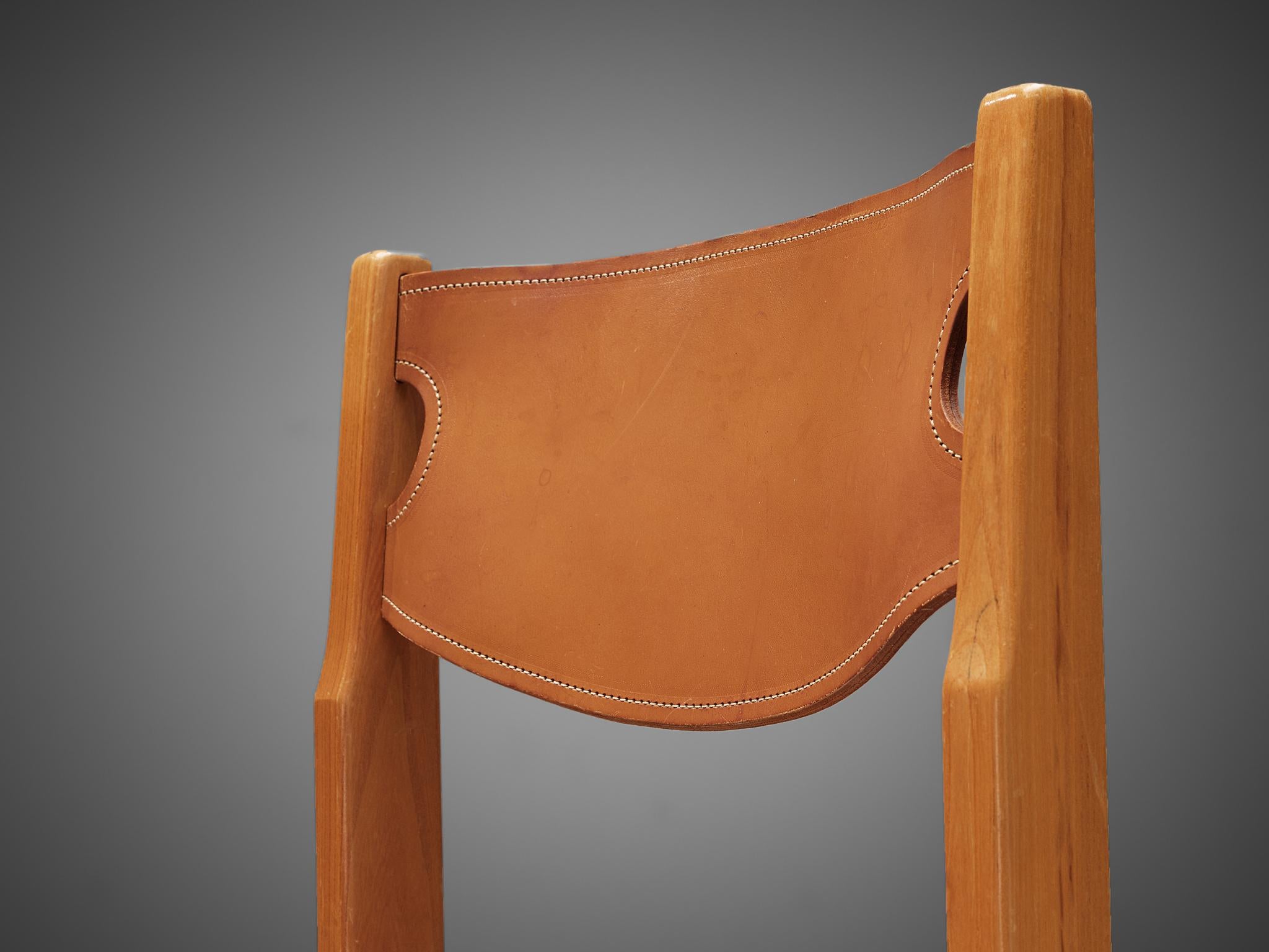 Scandinavian Dining Chair with Cognac Leather 6