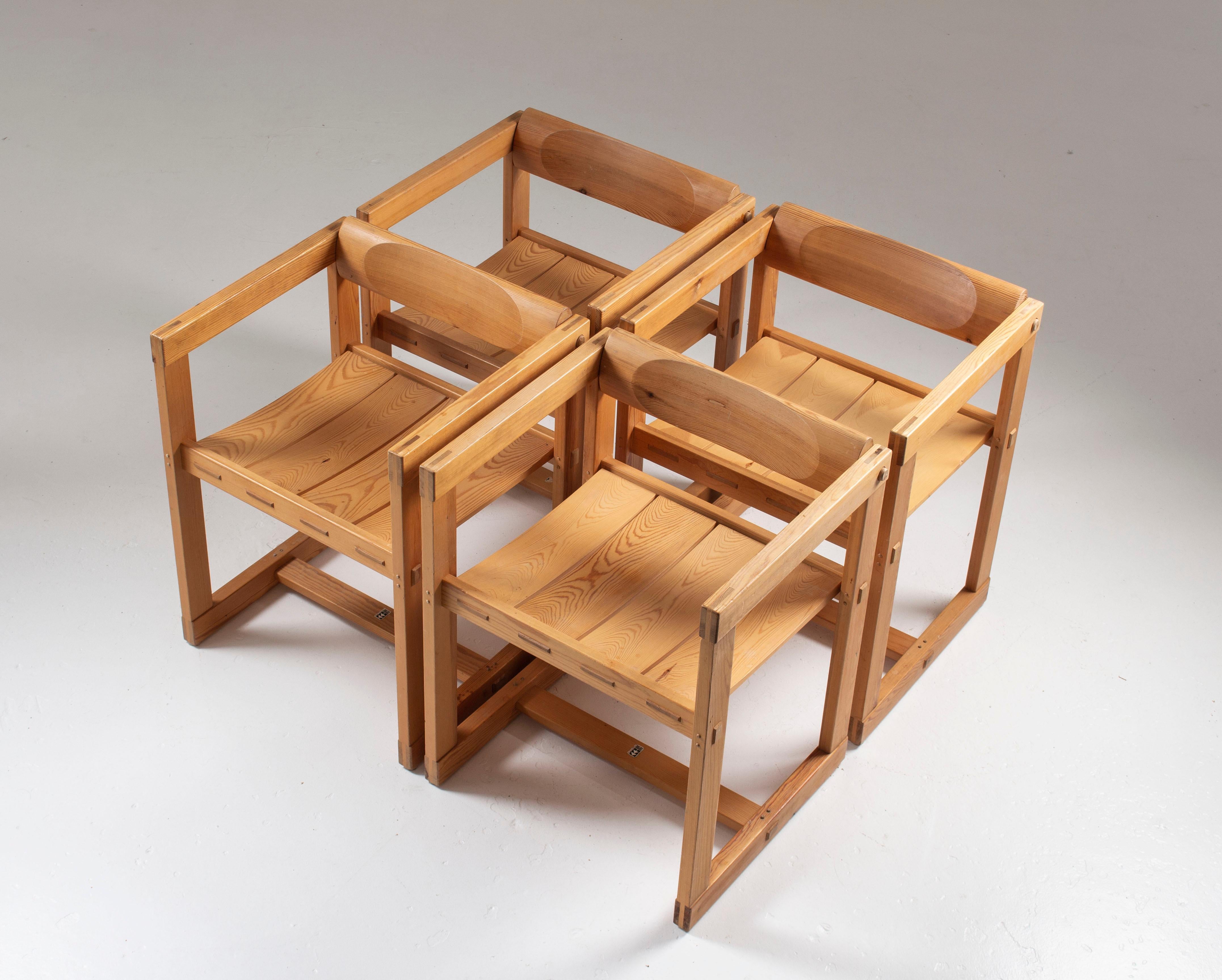 Scandinavian dining chairs in pine, model 
