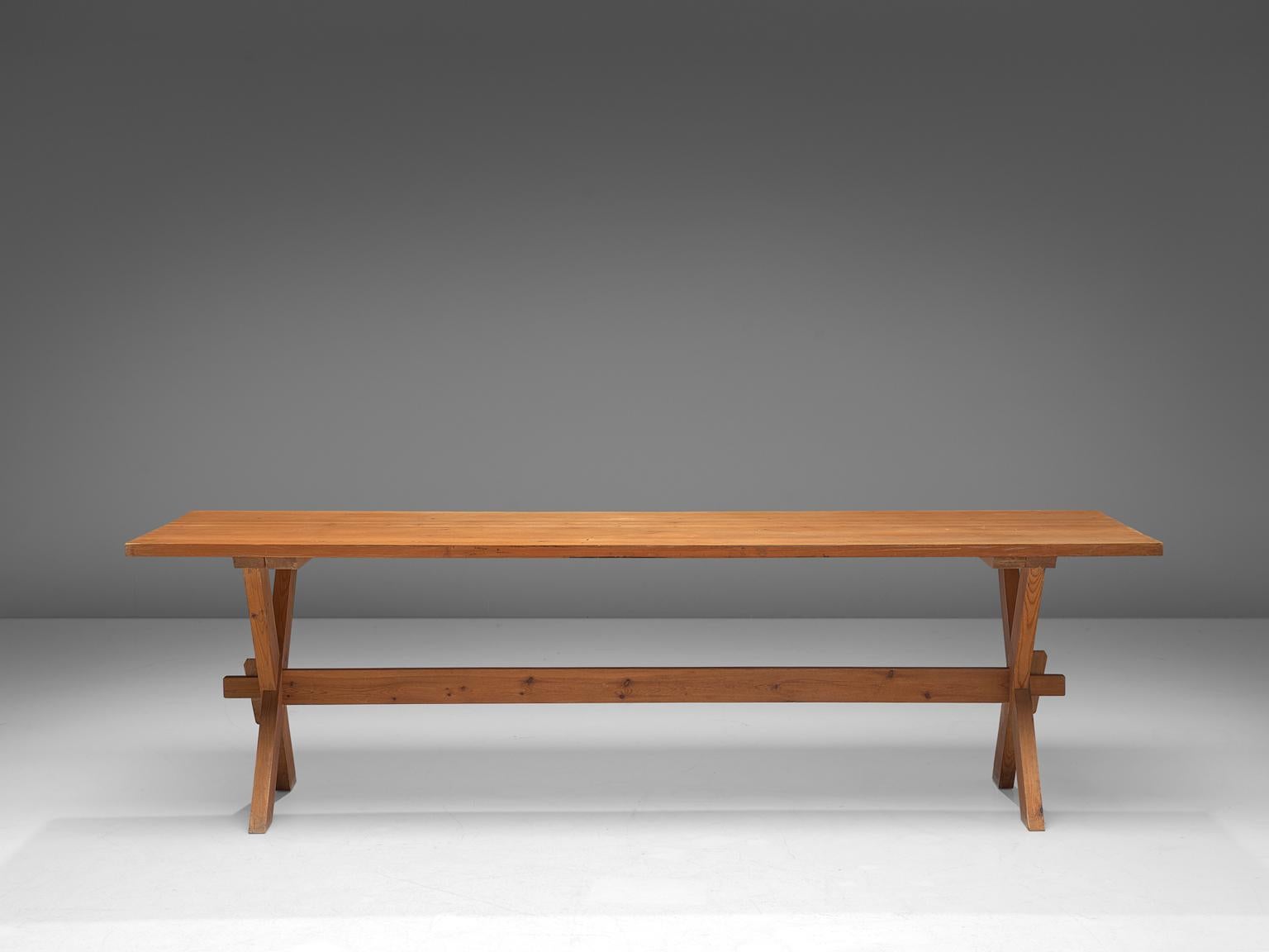 Mid-Century Modern Scandinavian Dining Table in Solid Pine