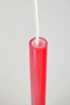 Scandinavian drop-shaped pendant lamp in glossy red art glass. Late 20th C.