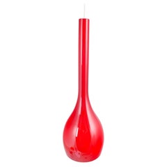 Scandinavian drop-shaped pendant lamp in glossy red art glass. Late 20th C.