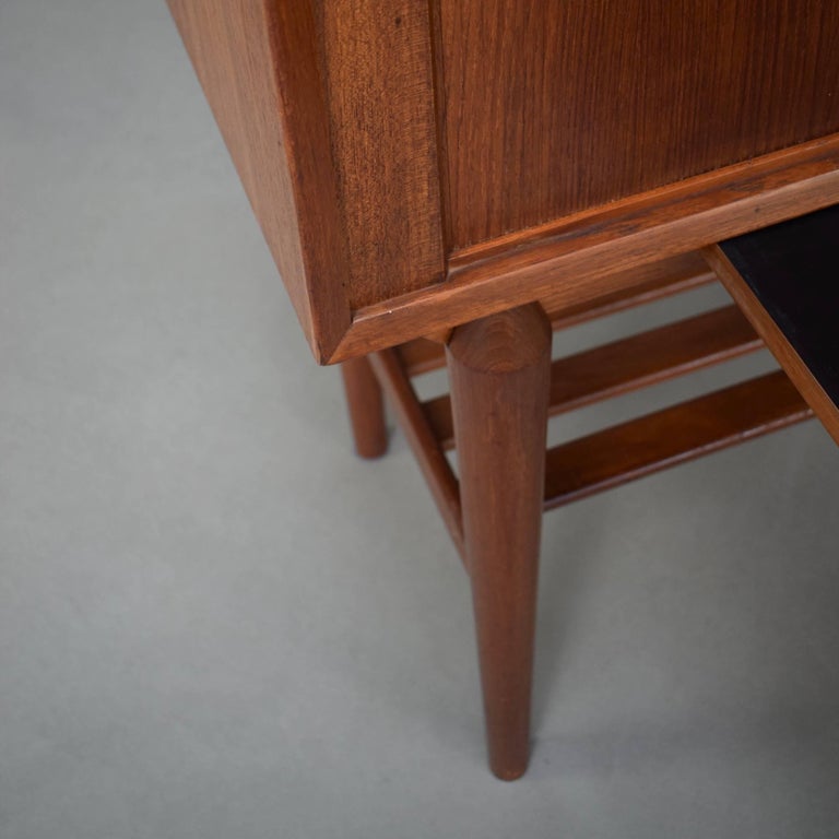 Scandinavian Dry Bar Liquor Cabinet in Teak and Brass ...