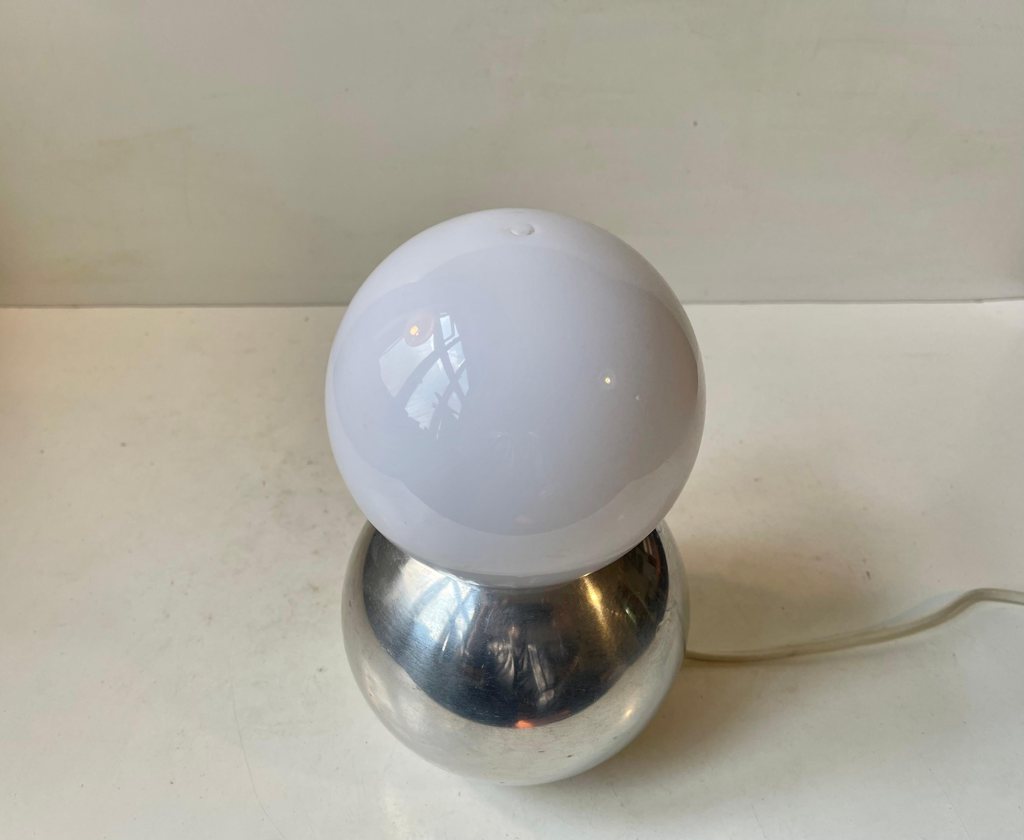 Minimalist Scandinavian Dual Sphere Table Lamp in Polished Aluminum, 1980s