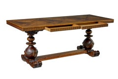Scandinavian early 20th carved walnut desk