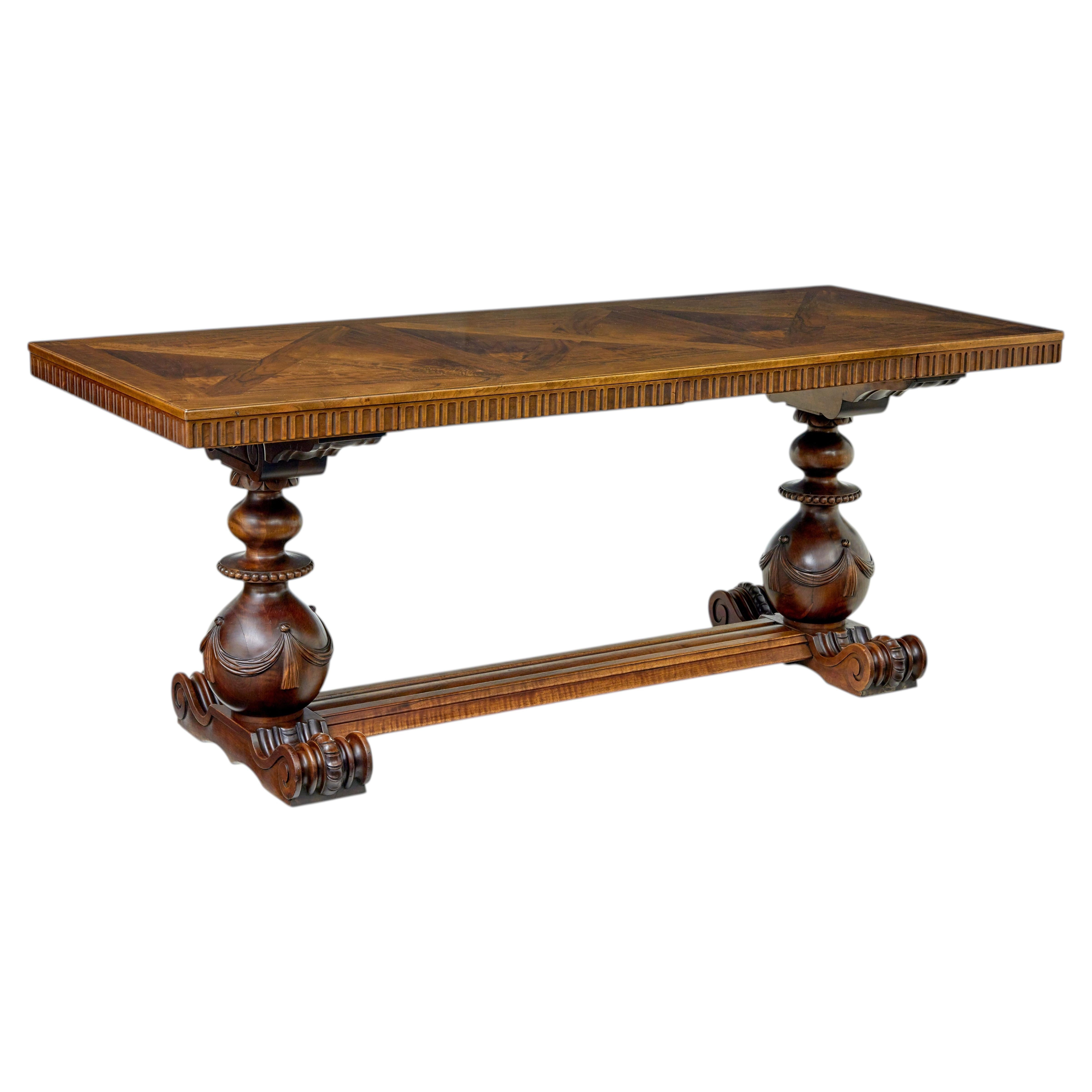Scandinavian early 20th carved walnut desk