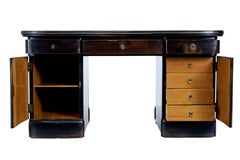 Scandinavian Early 20th Century Dark Oak Pedestal Desk