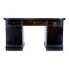 Antique Scandinavian Early 20th Century Dark Oak Pedestal Desk