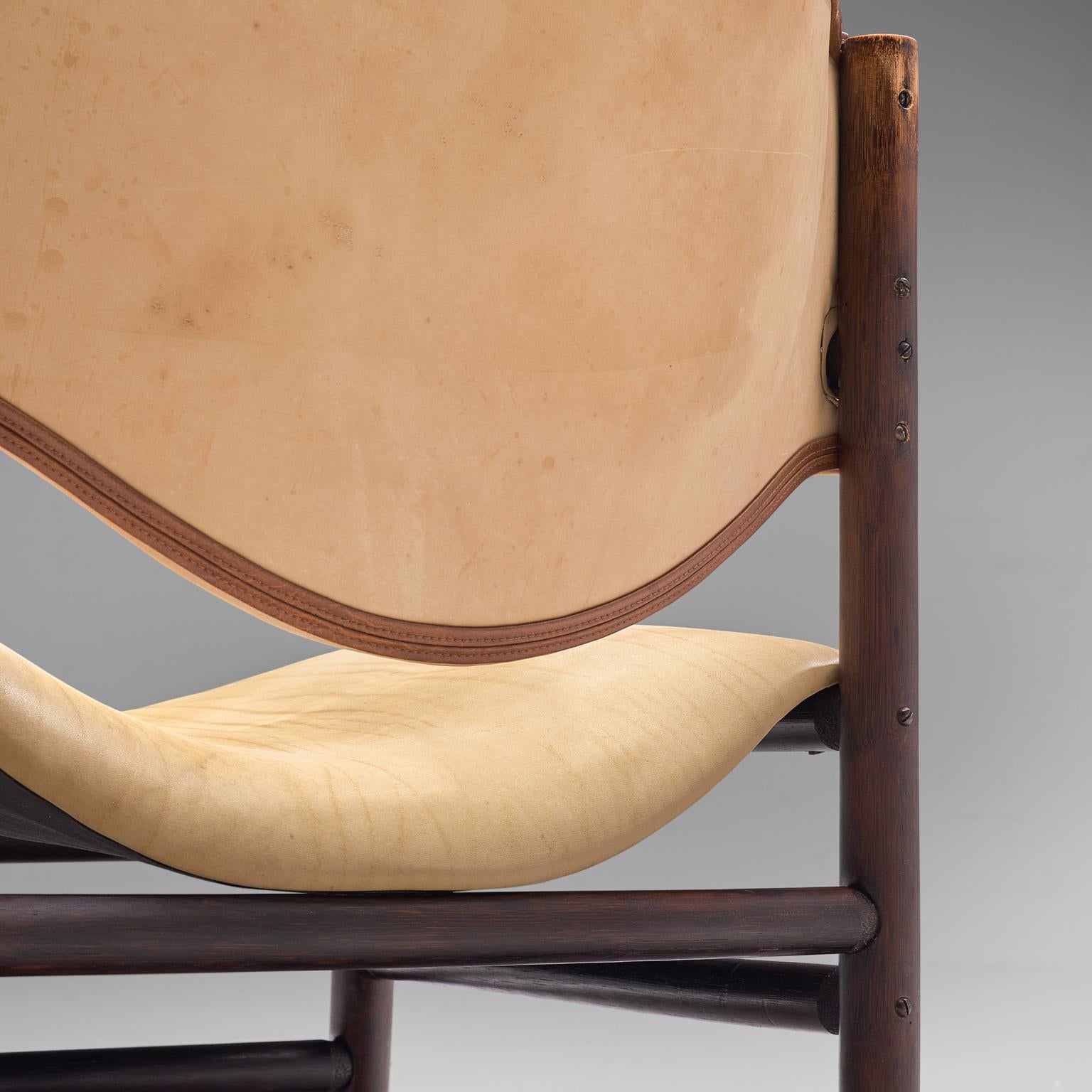Scandinavian Modern Scandinavian Easy Chair in Natural Leather For Sale