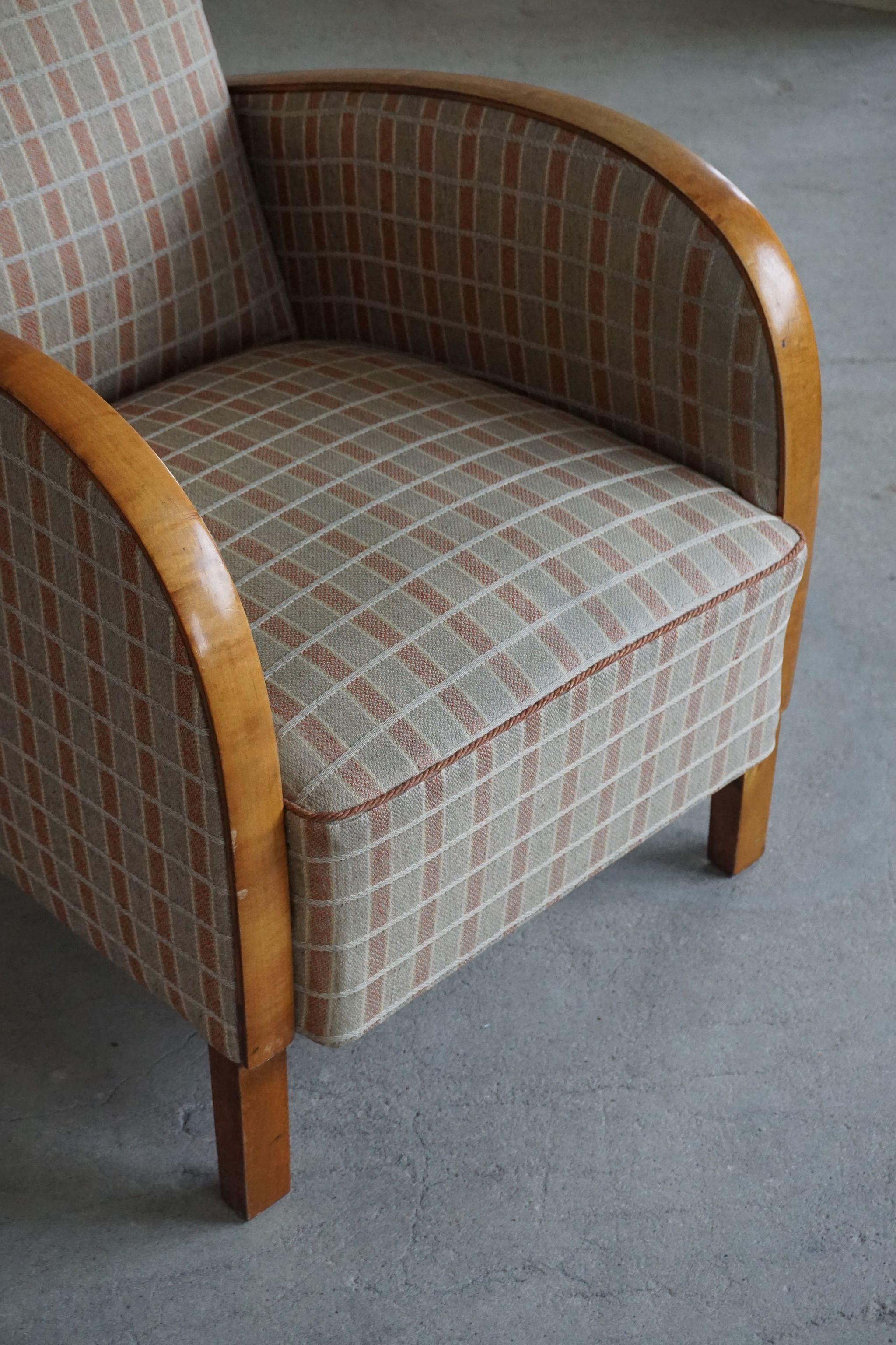 Fabric Scandinavian Easy Chairs, 1930s, Set of 2