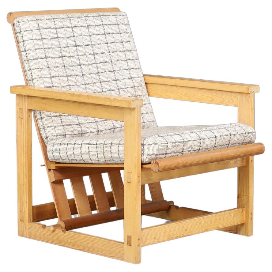 Fauteuil de salon scandinave Edvin Helseth en pin modèle "Trybo" Norvège, années 1960