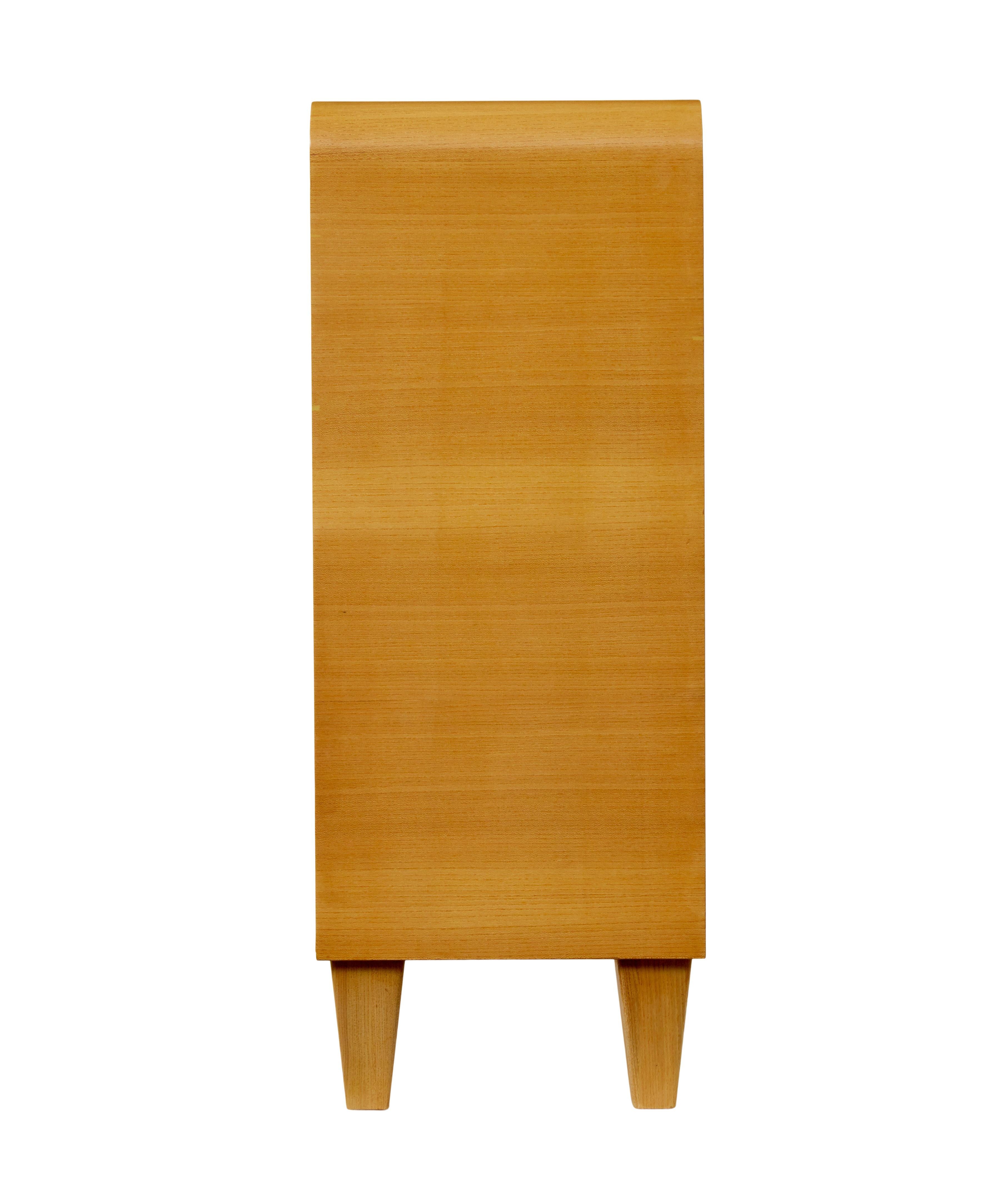 Swedish Scandinavian elm and burr low open bookcase