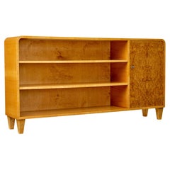 Scandinavian elm and burr low open bookcase