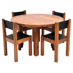 Scandinavian Elm Dining Room Set by Michel Milleret, France 1979