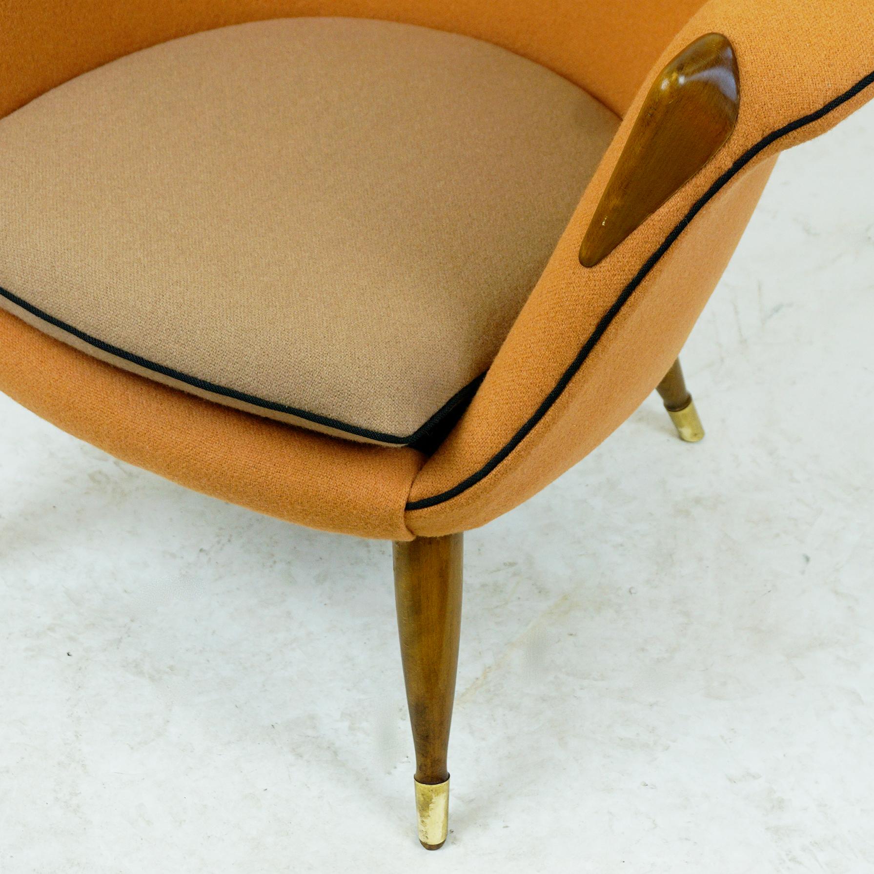 Scandinavian Elm Lounge Chair with New Soft Orange Kvadrat Wool Fabric For Sale 5